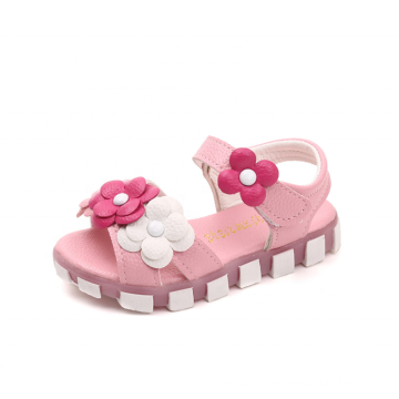 Girl's Flower Flat Sandals Summer Ankle Strap Dress Shoes For Kids